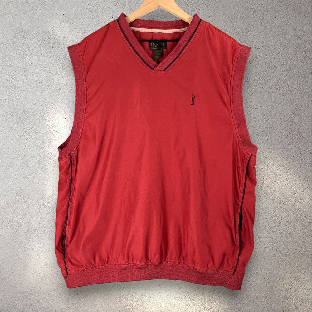 PGA Tour Signature Collection Sweater Vest Men’s XL Red Preppy Grandpa Academia